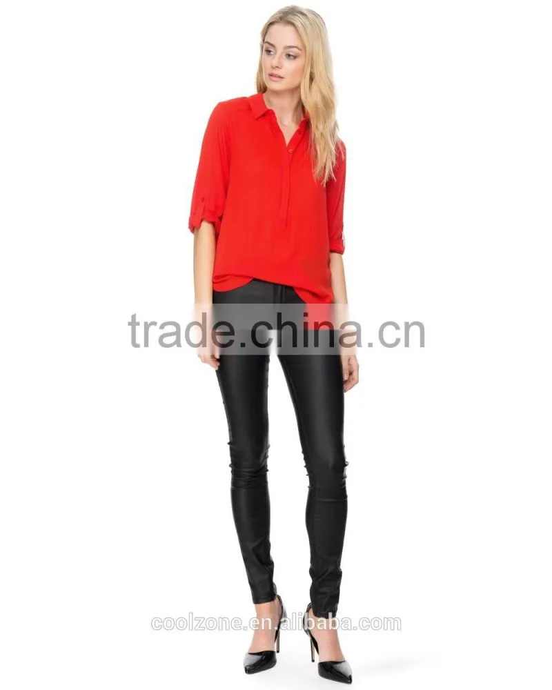 Relaxed fit classic shirt colloar ladies office shirt elegant office clothing