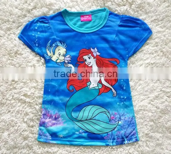 Custom Gilrs Cartoon Mermaid Tail Printed T-shirts