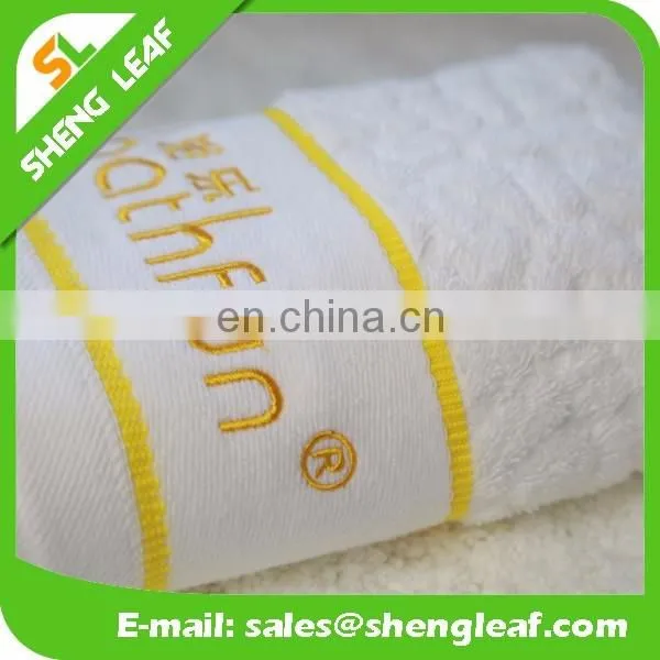 hotel 100% cotton white bath towel with embroidered logo
