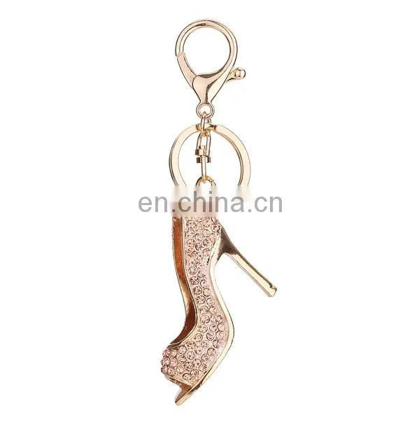 Popular Elegant Women Rhinestone High Heel Key Chain for Decoration