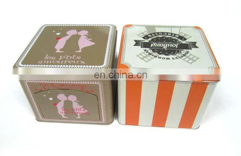 square cookies tin box with window