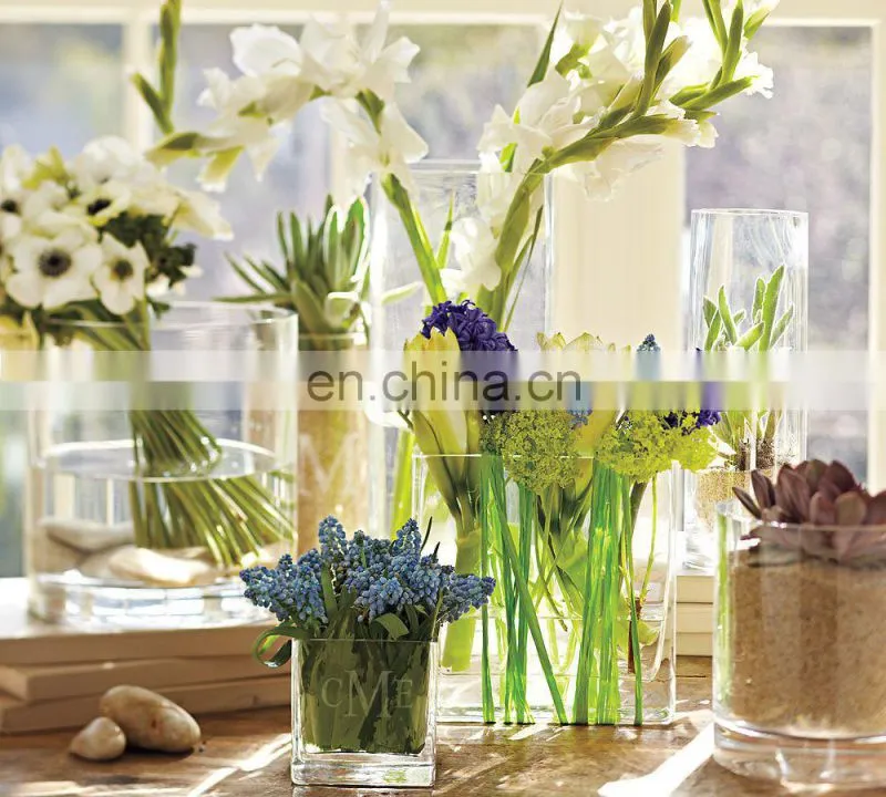 home goods decorative acrylic flower glass vase,waterproof flower vase