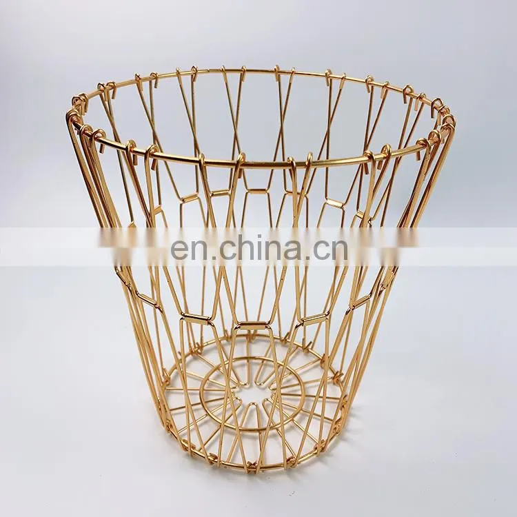 Home Storage Baskets Folding Mesh Food Clothes Gift Desk Gold Organizer Metal Wire Kitchen Fruit Baskets