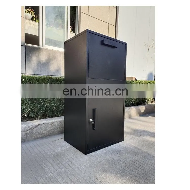 Outdoor Metal Security Package Mail Box Standing Letter Box Large Freestanding Parcel Post Box With Lock