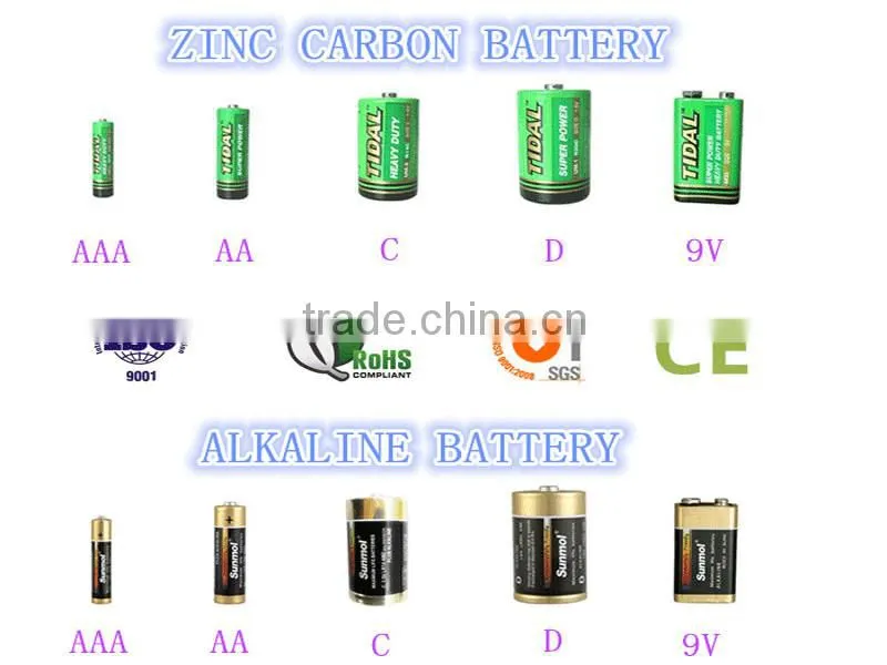 Zinc Carbon Battery Type and 1.5V Nominal Voltage battery