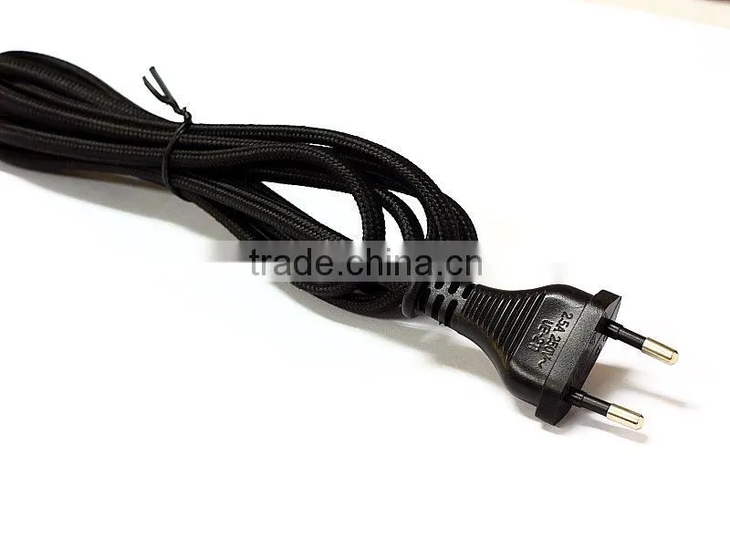 White VDE textile braided cable with switch