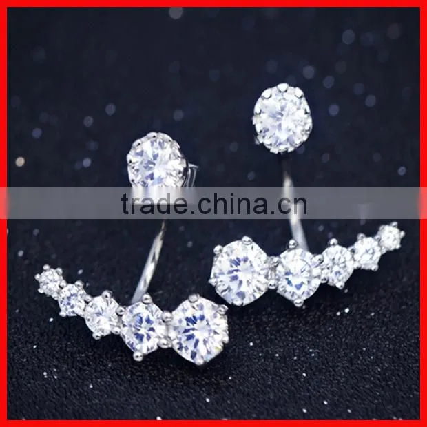 925 sterling silver micro pave cz wholesale screw back diamond earring clip-on