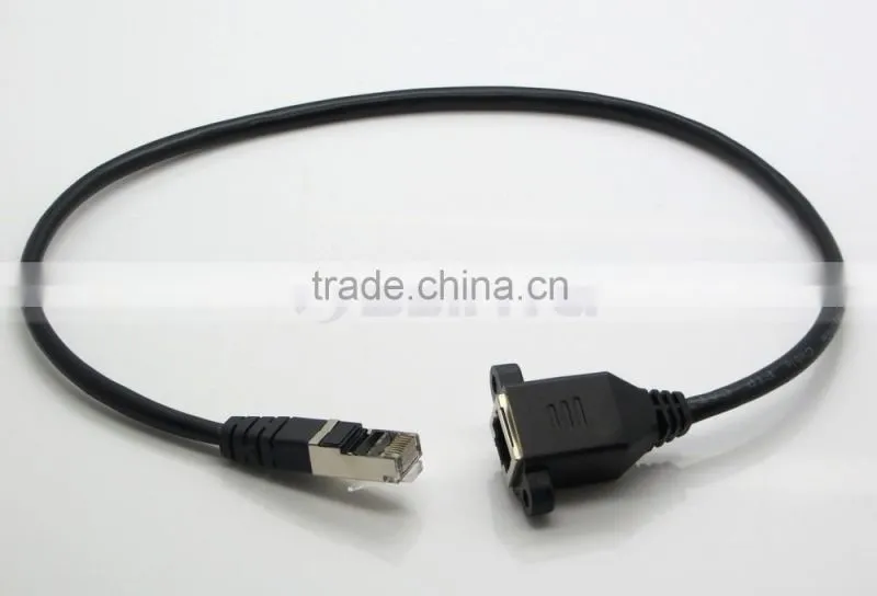 30CM 0.3M RJ45 Male to Female Screw Panel Mount Ethernet LAN Network Extension Cable
