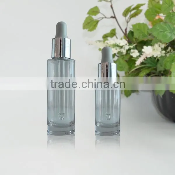 Popular 20ml 30ml Silver Collar Plastic Bottle with Silica Nipple Dropper