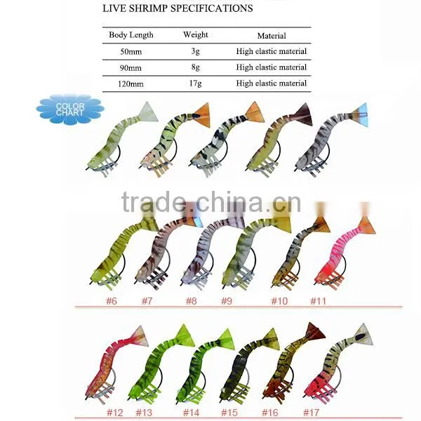 Live Shrimp Prawn Soft Rubber Lure Seabass Jack 90mm 8g 50mm 3g and 120mm 17g soft silicone prawns