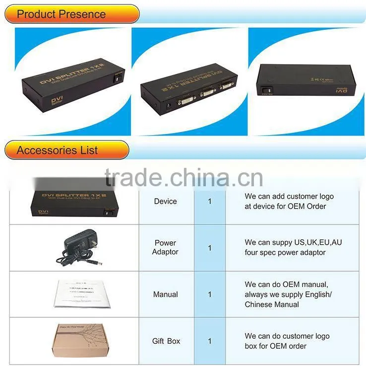 dual Link DVI-D DVI Splitter 1x4