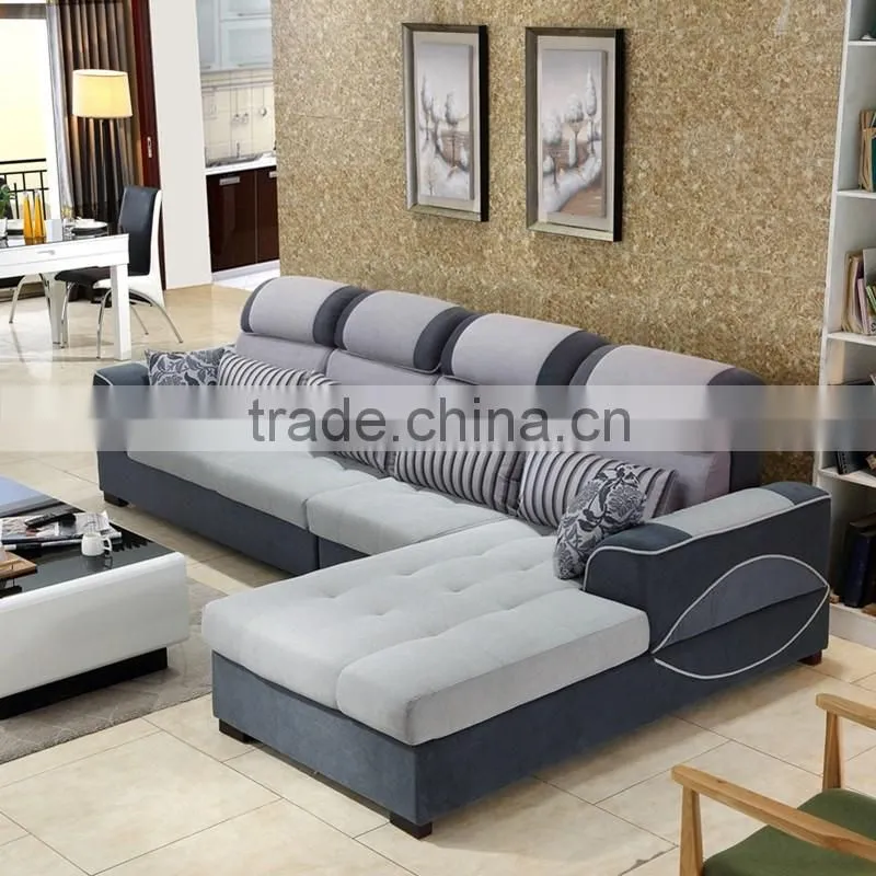 Simple Design Fabric Scatter Back Three Seat Sofa