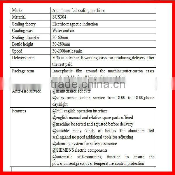 factory price induction sealing machine from jiacheng packaging machinery manufacturer