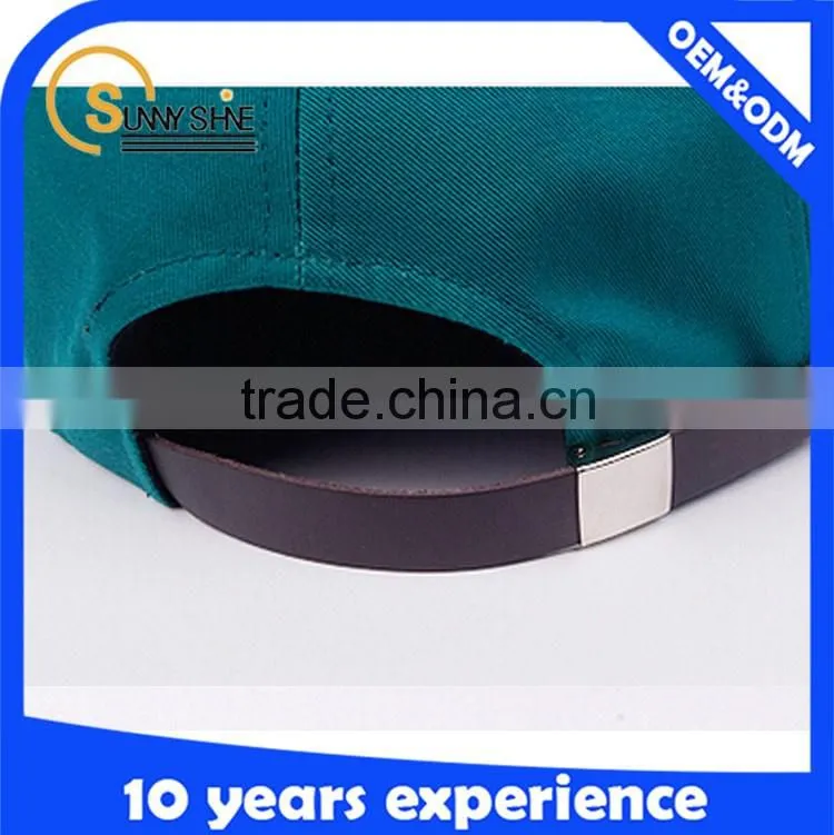 6 panel leather strap hat flat brim unstructured 6 panel hat