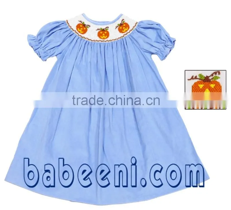 Thanksgiving girl bishop dress with Turkey smocked pattern