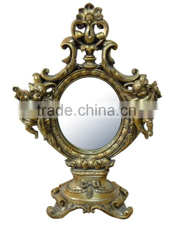 Antique fancy table mirror polyresin table stand mirror