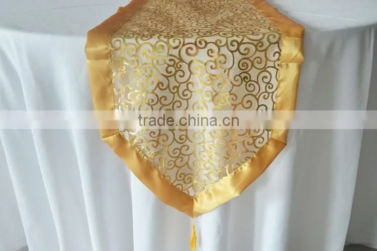 New style yellow sheer organza printed table runner