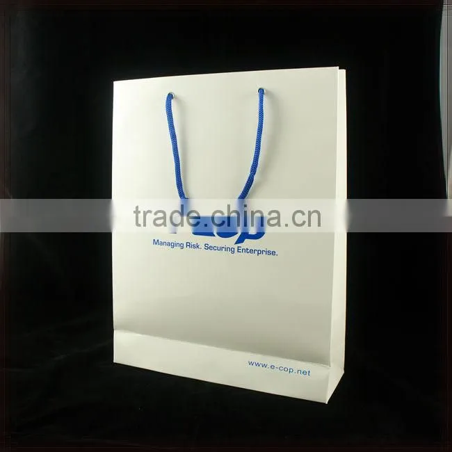 white custom logo promotion paper bag with metallic corns