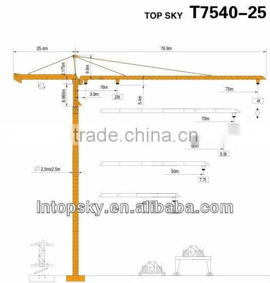 T7540-25t topkit tower crane