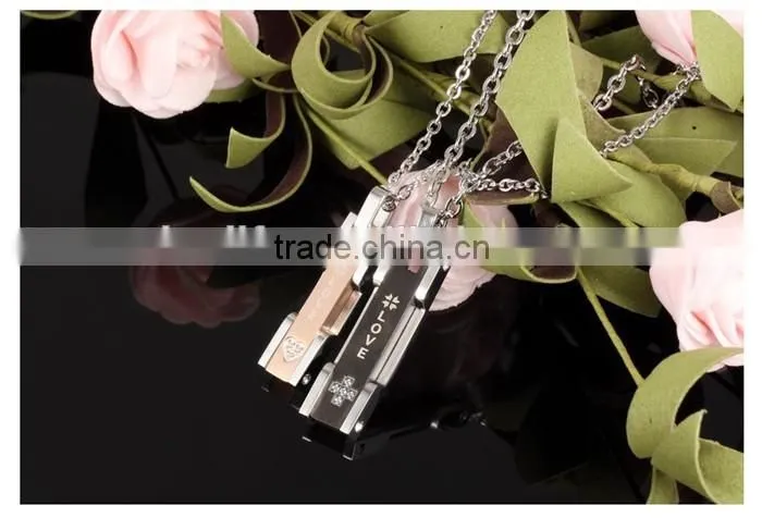 black plated jewellery 316L stainless steel inlaid zircon pendant man