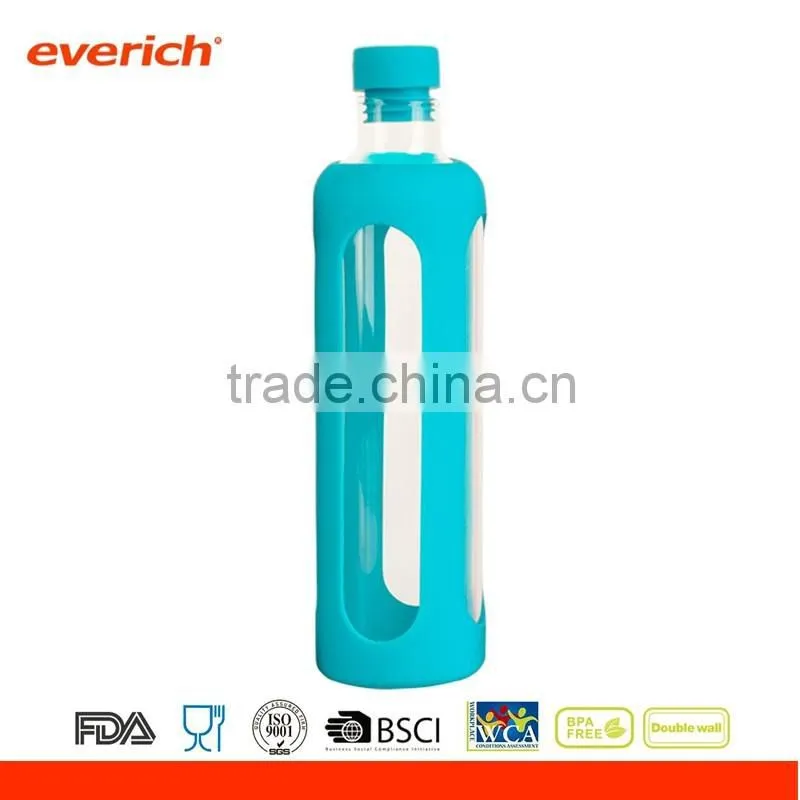 550ml leak proof Borosilicate glass bottle with silicone cap and sleeve