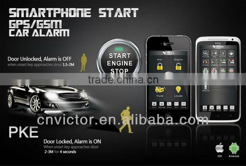 Smartphone Control GPS GSM Car Alarm with Engine Start Module VT-368 Plus