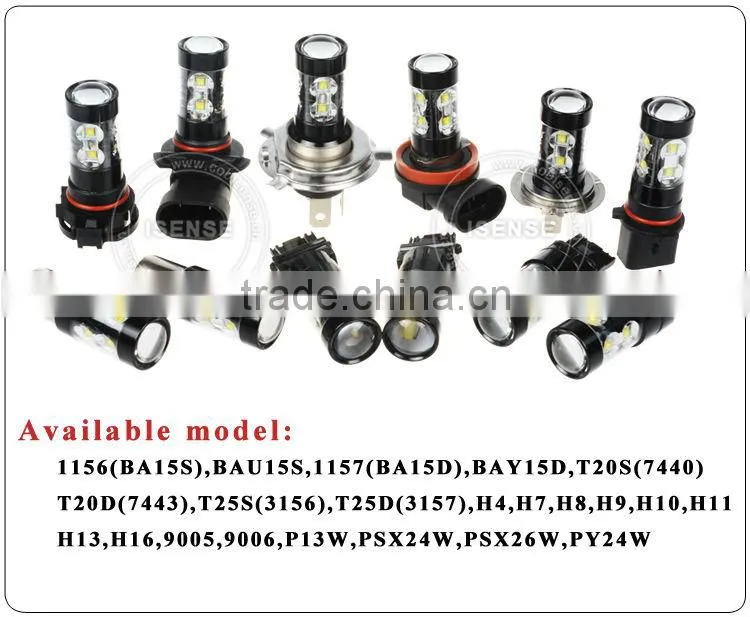 front 50W miniature fog light auto parts PW24 12V dc led light bulbs