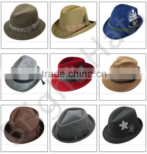 100% Wool Felt Hat Fashion Custom Wool Felt Fedora Hat