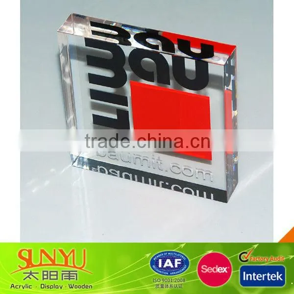 clear acrylic Paperweight with silk-printing logo