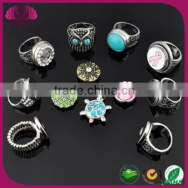 2015 Hot Snap Rings, Snap Buttons OWL Ring