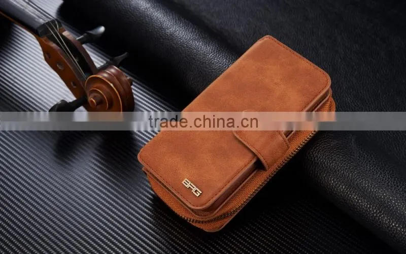 Alibaba Best Selling Multifunction Leather Case Cover Zipper Wallet case with mirror For iPhone 6/6S Plus