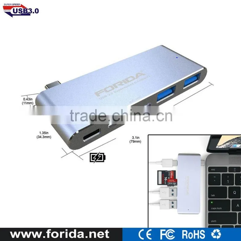 Type C USB combo connector USB C HUB and card reader for macbook