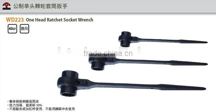High quality 40#cr steel one head ratchet socket wrench spanner with DIN standard and die forged