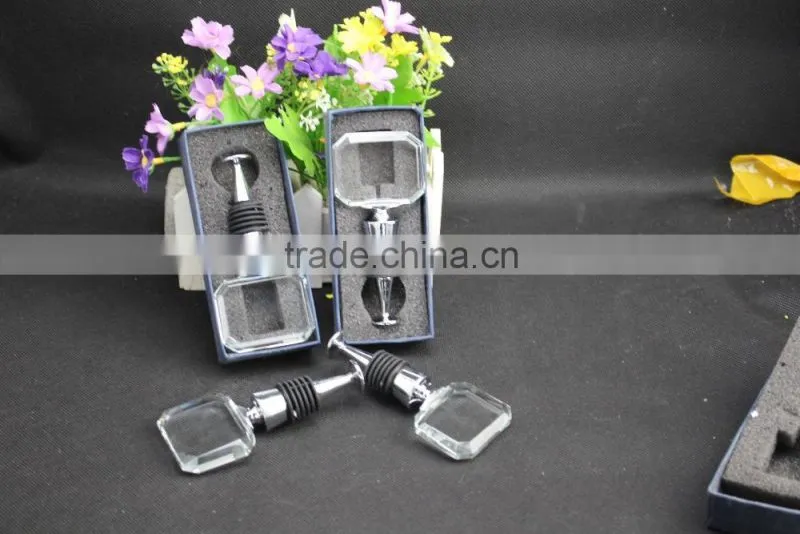 Factory directly sale best quality square cube crystal wine stopper for wedding gift