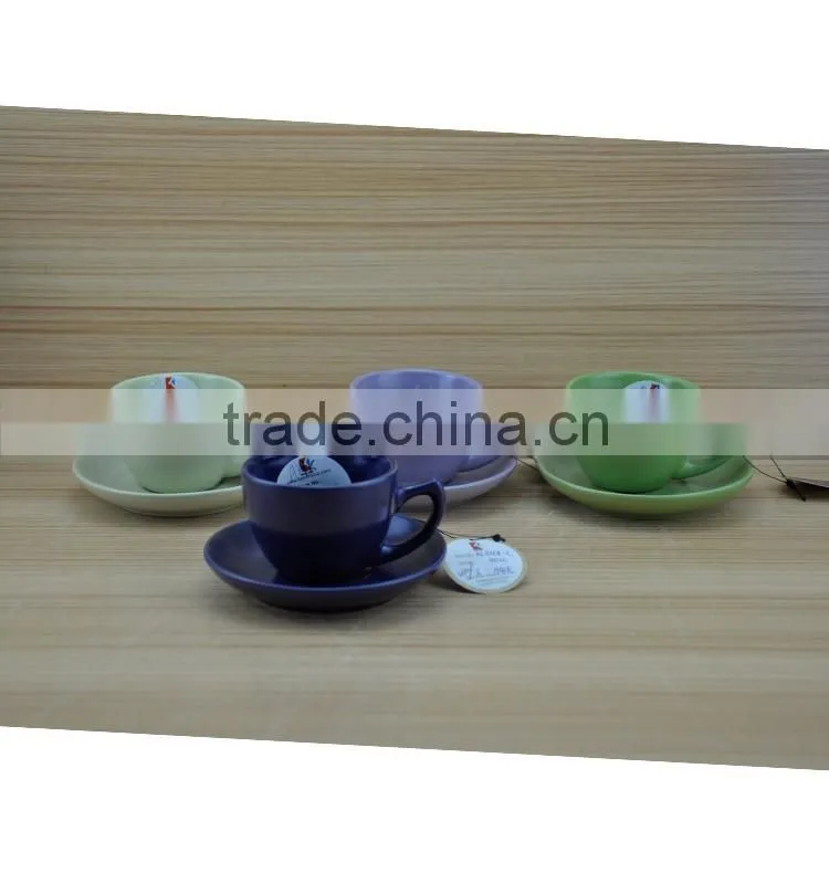 12pcs unique shape pure color coffee ceramic bulk tea cup and saucer