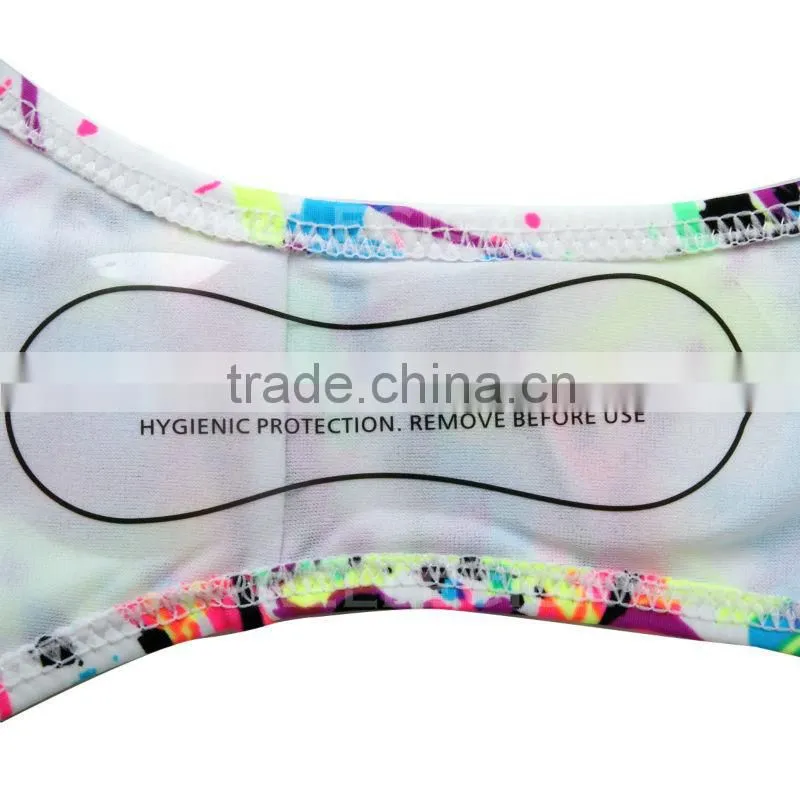 Wholesale Swimwear! Doodle Push-Up Bandeau Young Sexi Girl Bikini Swimwear Model with Neon Yellow Neck Ties by RELLECIGA