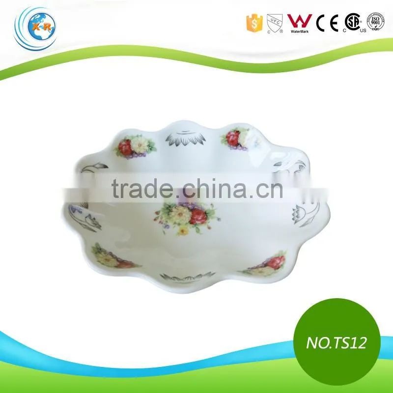 Decal Pattern Flower Shape Ceramic Candy Dish