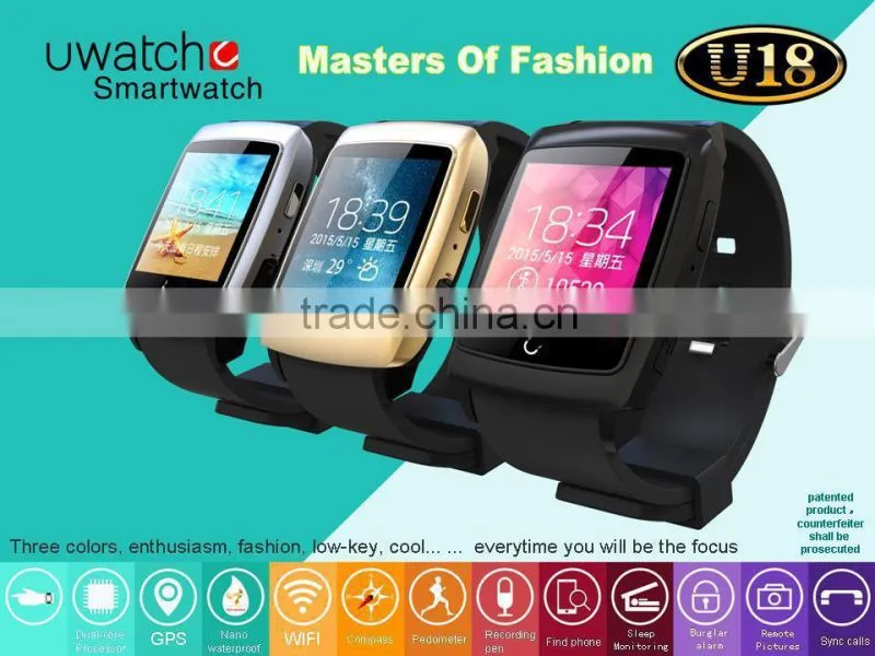 U18 Bluetooth Smart Watch WristWatch GPS WIFI for Smartphones IOS Android Apple iphone 4/4S/5/5C/5S Android Samsung