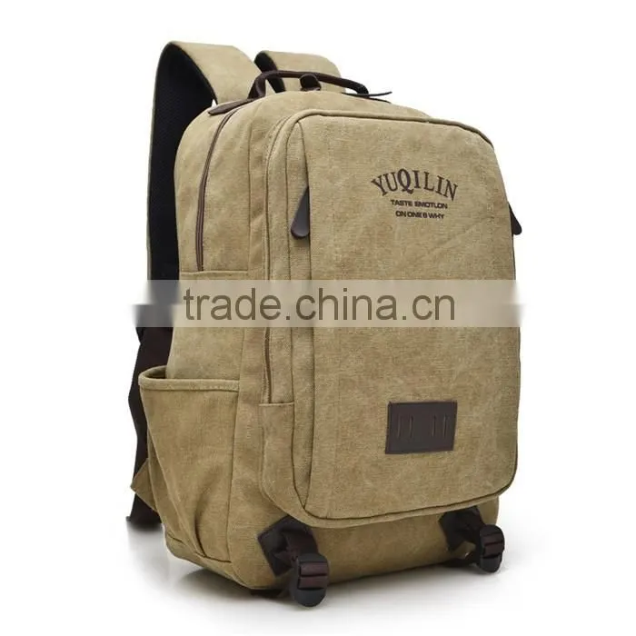 China wholesale vintage canvas backpack school bags for teenagers boys
