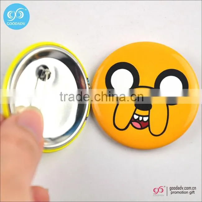 2016 OEM promotion gift cartoon printed custom tinplate badge