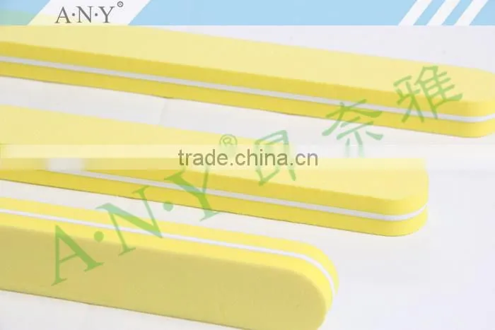 Nail Art Polishing and Shining Yellow Sponge Long Nail File 100/180 Grit