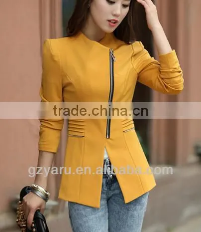 Korean Fashion Women Ladies Yellow Blazer Long Sleeve Blazer for Lady