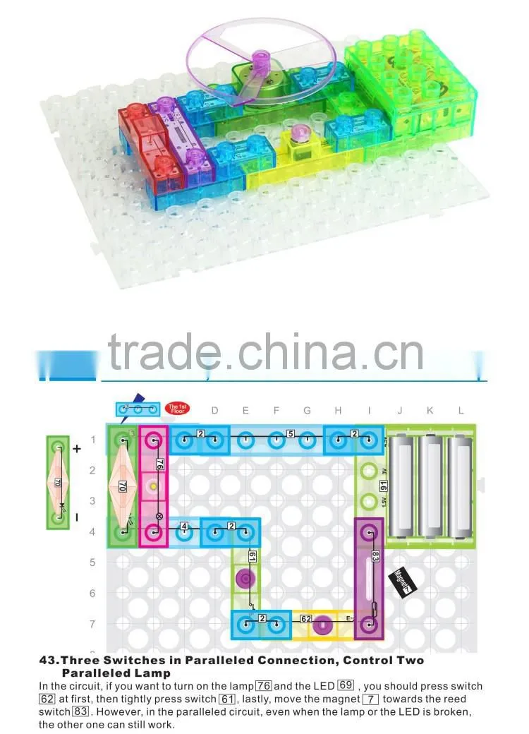 44PCS 120 projects kids plastic electronic building blocks