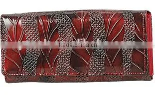 New style fashion red long Leather wallet for woman