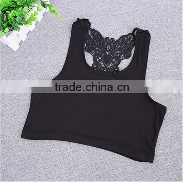 2015 new bra without rims sport bra Bowknot lace sexy beauty back small vest