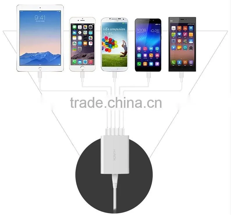 5 USB ports smart adapter 5v 10a USB portable charger 50w for camera/mobile phone