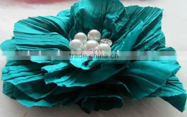 Women Flower Pearl Brooch Hair Clip Hair Pin Faric Flower Artificial flowers