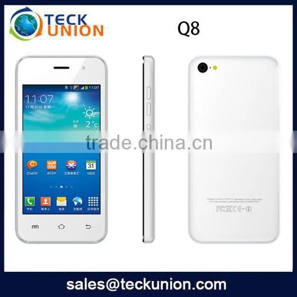 Made in china 4inch android 3G smartphone Q8 MTK6572 dual core dual camera