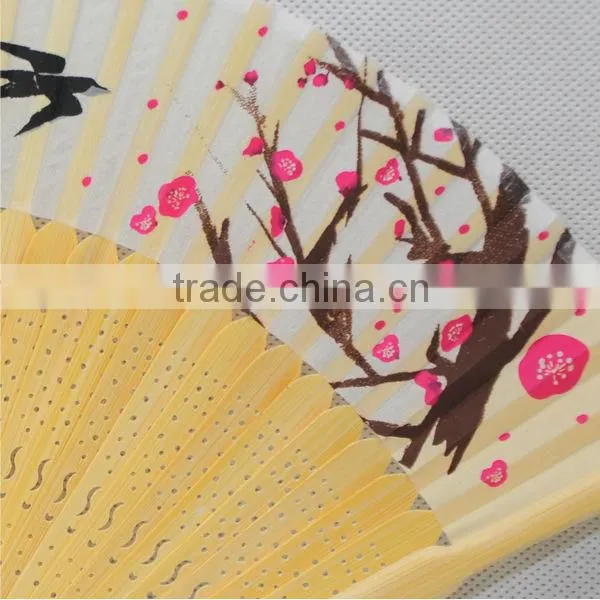 Vivid flower silk hand held fan for gift or souvenir