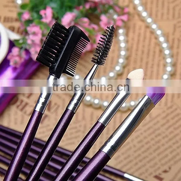 Hot!!100% High Quality 16 Pcs Professional Purple Makeup Brushes Set Tool Make Up Wood Tools Case Cosmetic Brush